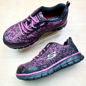 Skechers Black Pink Sure Track Flinser Slip Resistant Work Safety Shoes
